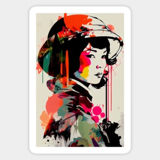 Vintage  woman in pop-art style Sticker